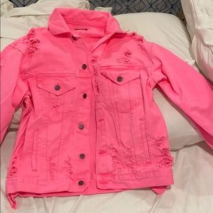 Carmar pink denim bulky jacket